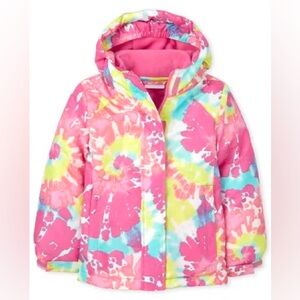 The Children's Place Girls heavy 3 In 1 Jacket & Pant pink tie dye print Water